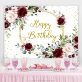 Toile de fond de fête d'anniversaire de paillettes florales roses rouges